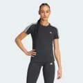 adidas Essentials Slim 3-Stripes Tee Black / White XS - Women Lifestyle Shirts
