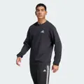 adidas FEELCOZY ESSENTIALS FLEECE SWEATSHIRT Black / White 2XL - Men Lifestyle Shirts,Sweatshirts
