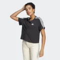 adidas Essentials 3-Stripes Single Jersey Crop Top Black / White L - Women Lifestyle Shirts