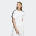 adidas Essentials 3-Stripes Single Jersey Crop Top White / Black L - Women Lifestyle Shirts
