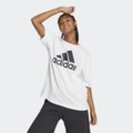 adidas Essentials Big Logo Boyfriend Tee White / Black L - Women Lifestyle Shirts