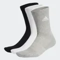 adidas Cushioned Crew Socks 3 Pairs Grey / White / Black L - Unisex Lifestyle Socks & Leg Warmers