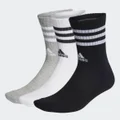 adidas 3-Stripes Cushioned Crew Socks 3 Pairs Grey / White / Black / White XL - Unisex Lifestyle Socks & Leg Warmers