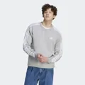 adidas Essentials Fleece 3-Stripes Sweatshirt Grey 2XL - Men Lifestyle Sweatshirts