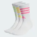 adidas 3-Stripes Cushioned Crew Socks 3 Pairs White / Lucid Pink / White / Spark L - Unisex Lifestyle Socks & Leg Warmers