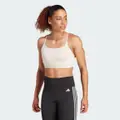 adidas Aeroreact Training Light-Support 3-Stripes Bra Putty Mauve / White XL C-D - Women Training Sports Bras