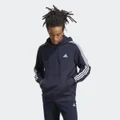 adidas Essentials French Terry 3-Stripes Hoodie Ink / White M - Men Lifestyle Hoodies