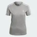 adidas Essentials Slim 3-Stripes Tee Grey / White XL - Women Lifestyle Shirts