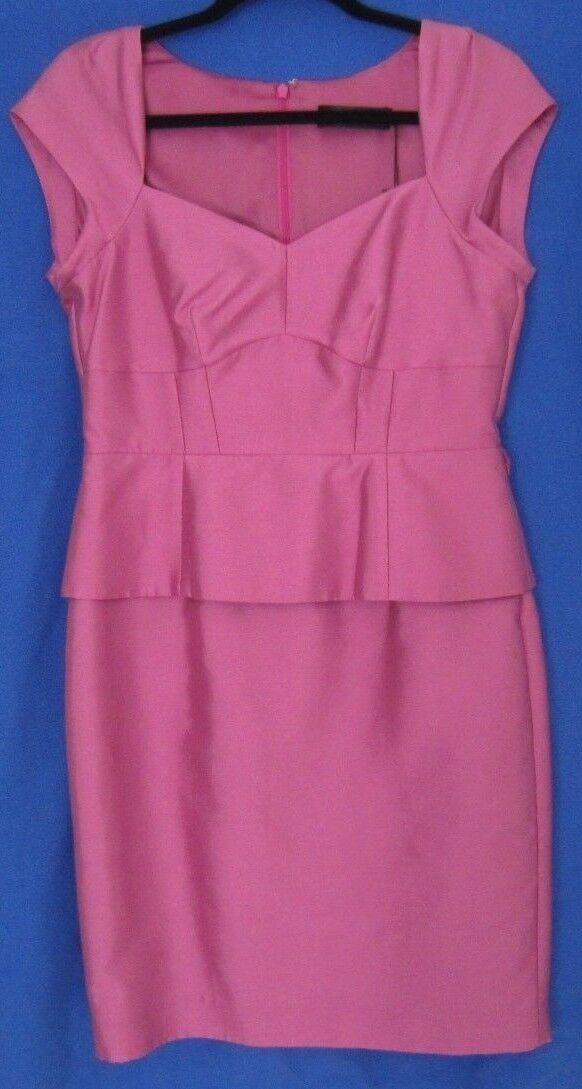 David Lawrence Pink Silk Peplum Dress Size 10