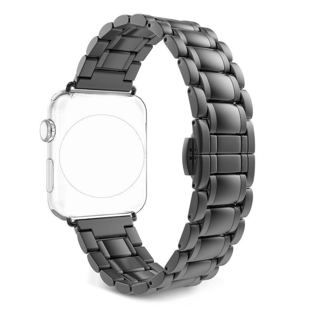 Black Stainless Steel Watch Band Strap For Apple Watch Series 8 45mm