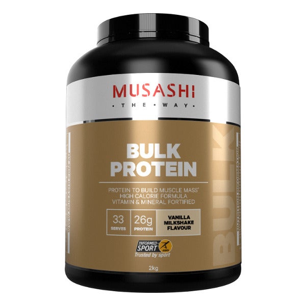 Musashi Bulk Mass Gain Protein 2kg High Calorie Formula Whey Protein