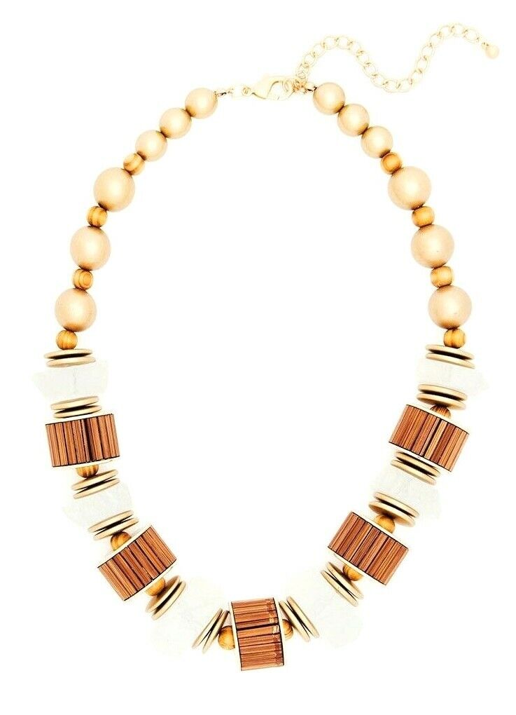 Ts Taking Shape Bamboo Barrel Necklace Natural Modern Chic Jewelry