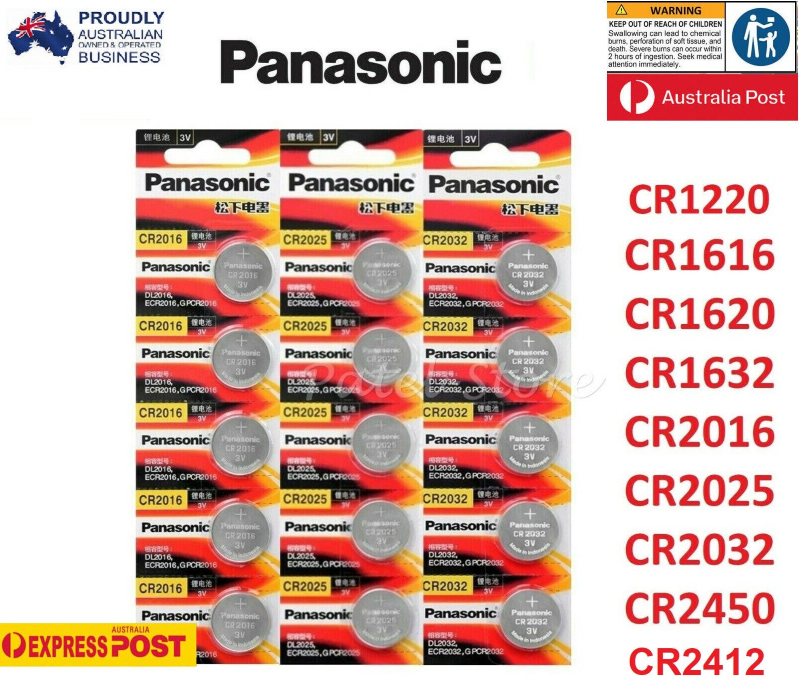 Panasonic Cr1616 Cr1620 Cr1632 Cr2016 Cr2025 Cr2032 2430 2450 2477 Li