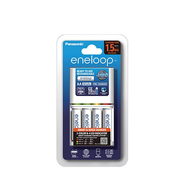 Panasonic Eneloop Quick Charger With 4 Aa Batteries