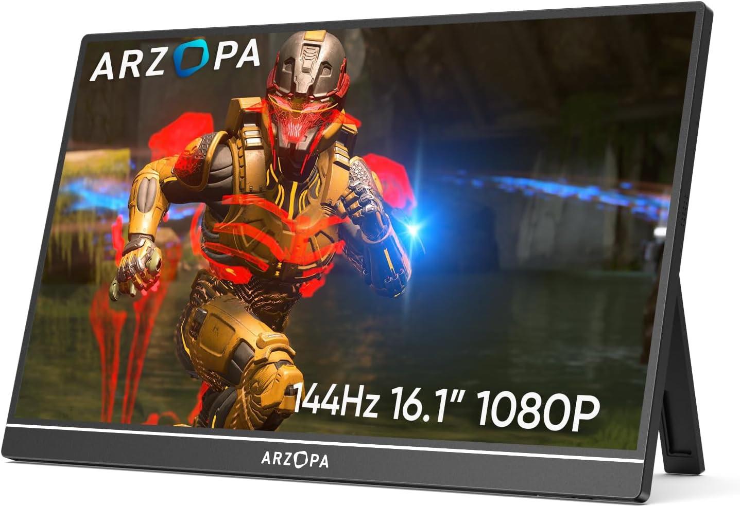 Arzopa 16.1'' 144hz Portable Gaming Monitor, 100% Srgb 1080p Fhd