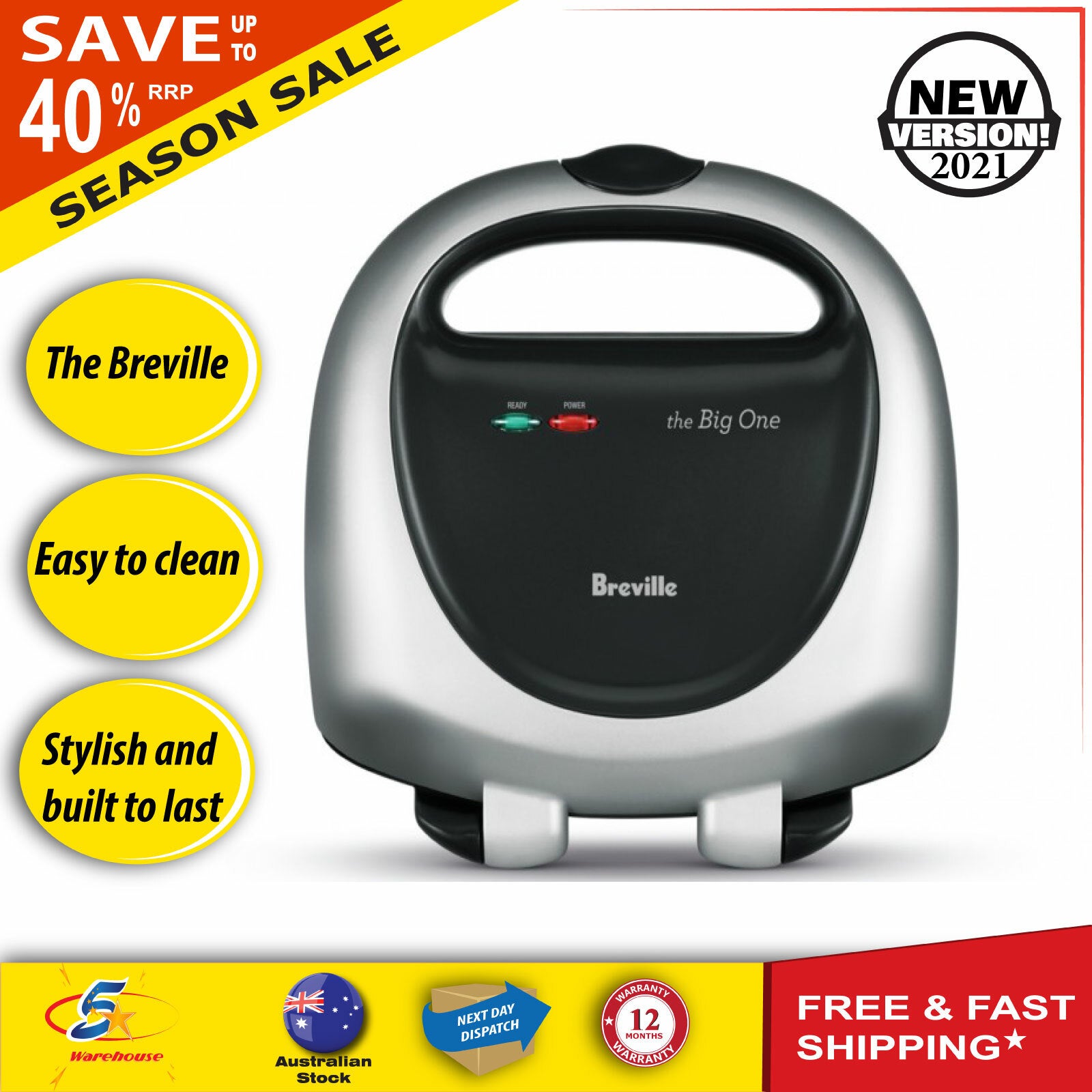 Breville Toasted Sandwich Press Jaffle Maker Nonstick Bread Grill