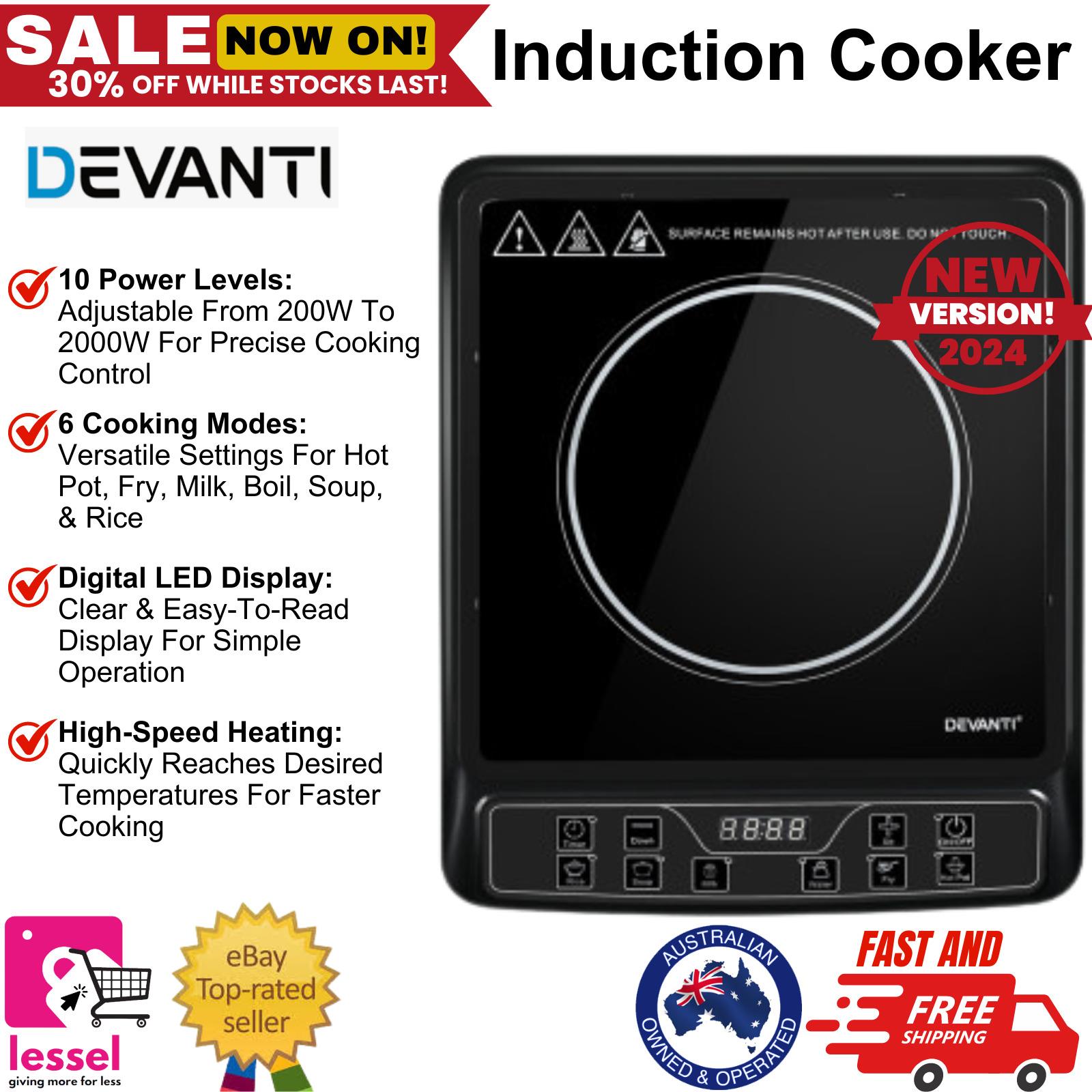 Devanti Electric Induction Cooktop Portable Cook Top Ceramic Kitchen