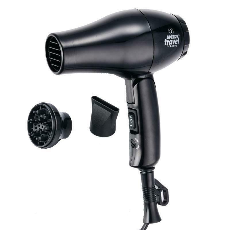 Speedy Travel Hair Dryer Ceramic Hairdryer Black 1000w