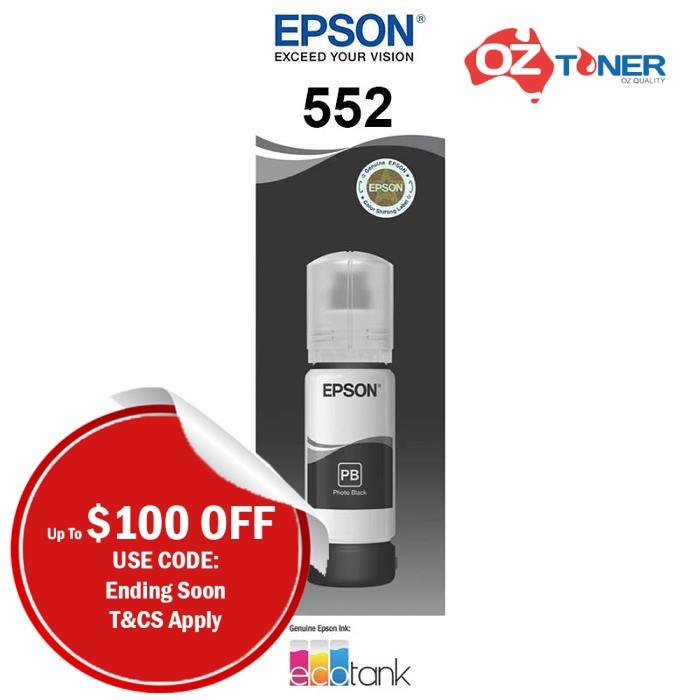 Genuine Epson T552-pbk Photo Black Ink Bottle Ecotank Et-8500/et-8550