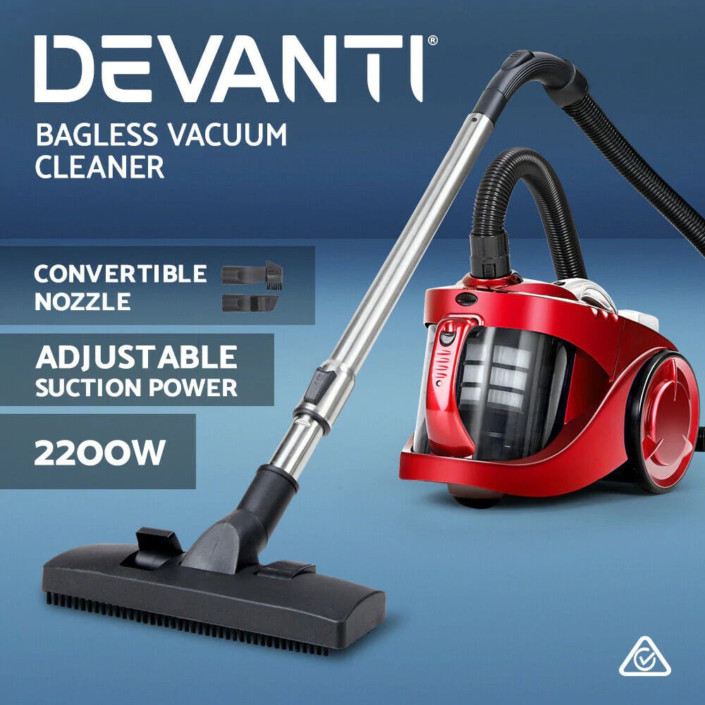 Devanti 2200w Bagless Vacuum Cleaner Red