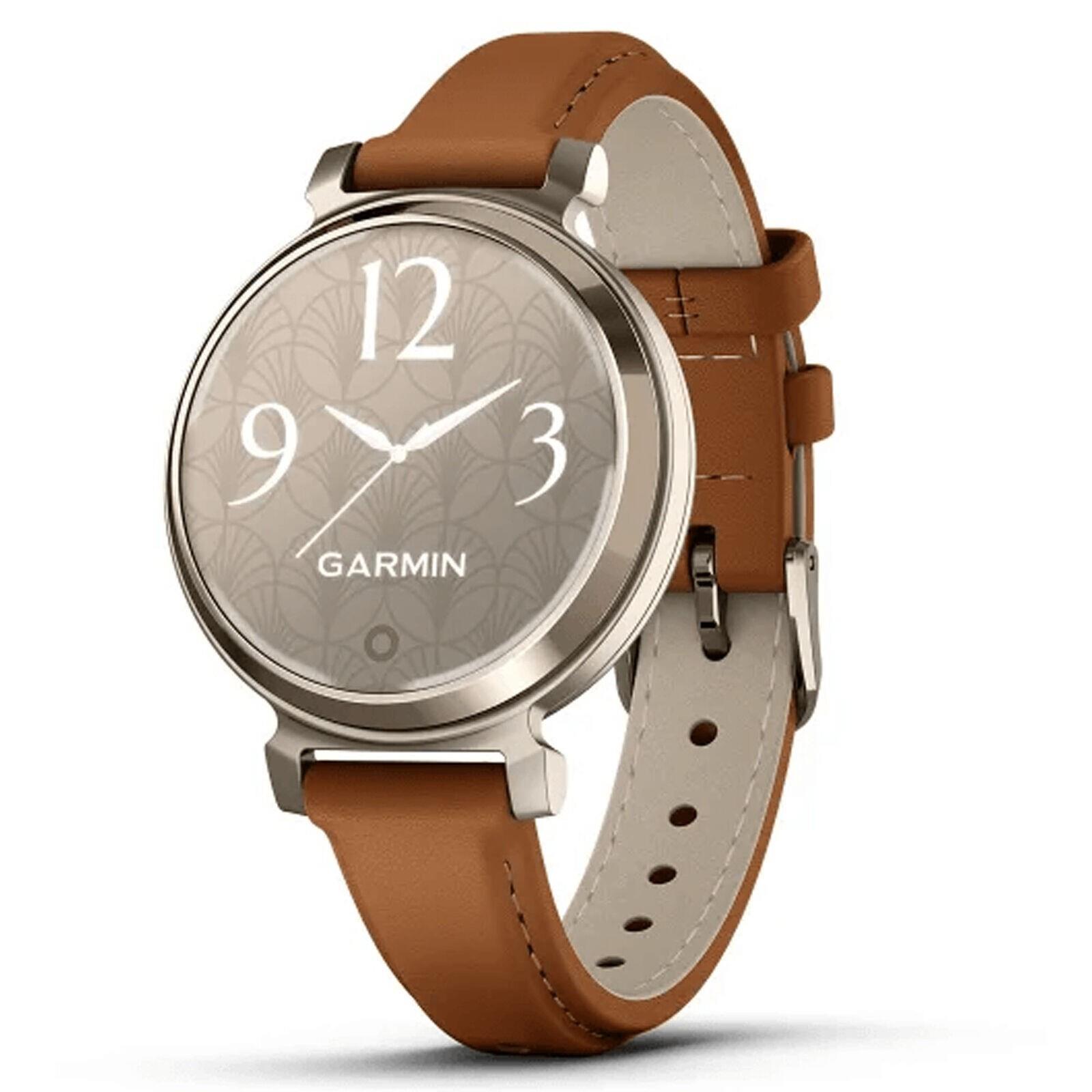 Garmin Lily® 2 Classic Fitness Smart Watch Cream Gold With Tan Leather
