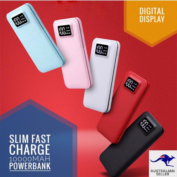Slim Portable Powerbank 10000mah Dual Usb With Led Display (blue)