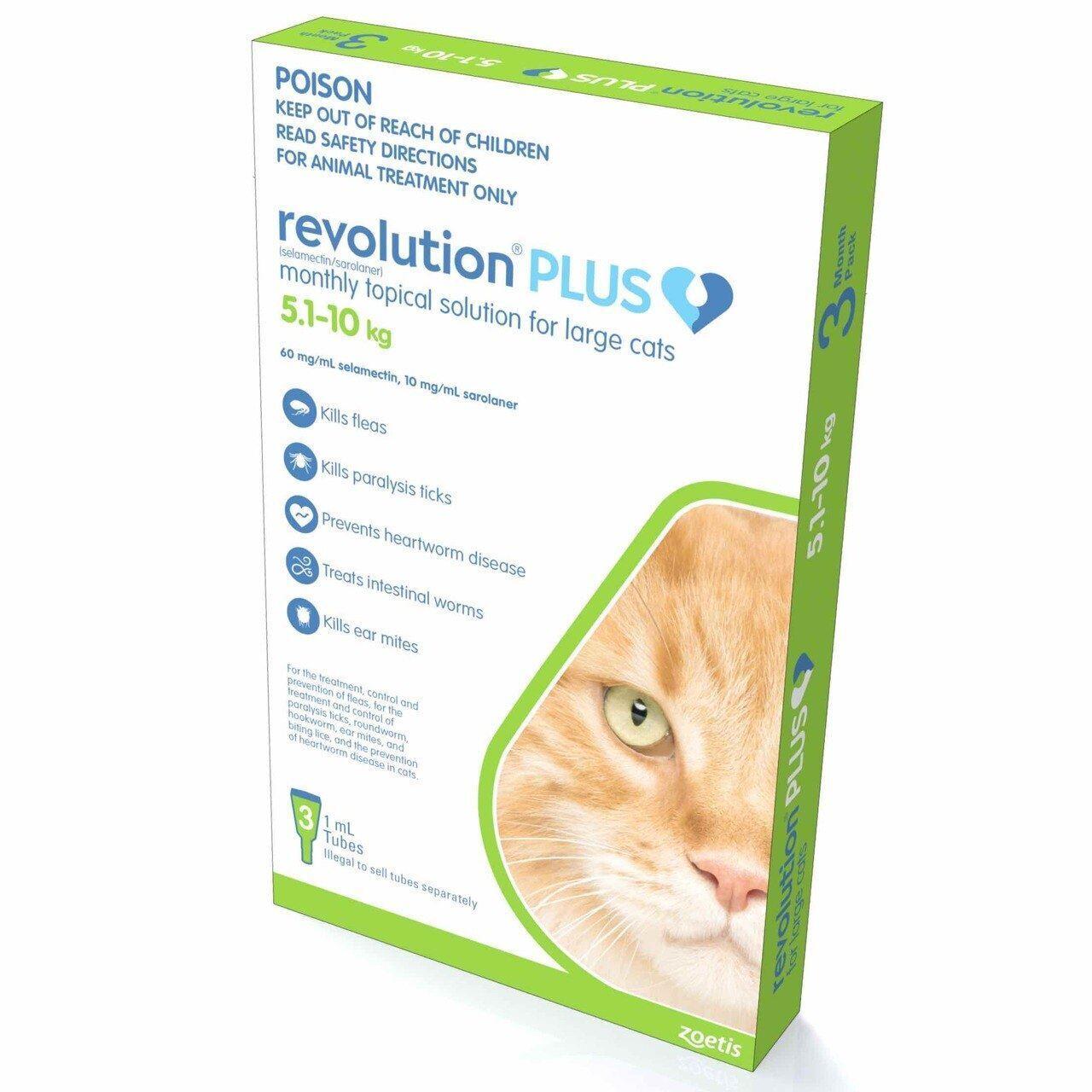 Revolution Plus For Large Cats 5-10kg Green 3 Doses