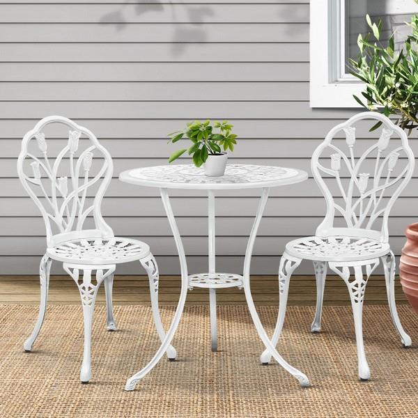 3pc Outdoor Bistro Set - Tulip White