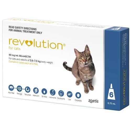 Revolution Flea & Worming Treatment Spot On For Cats 6 Pack