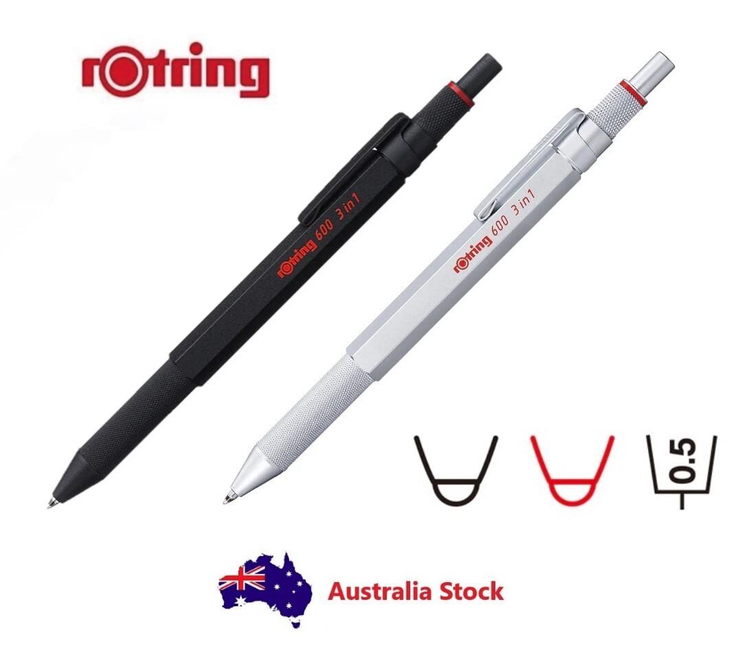 Rotring 600 3-in-1 Multi Pen 2 Colour Ballpoint + 0.5 Mm Pencil -