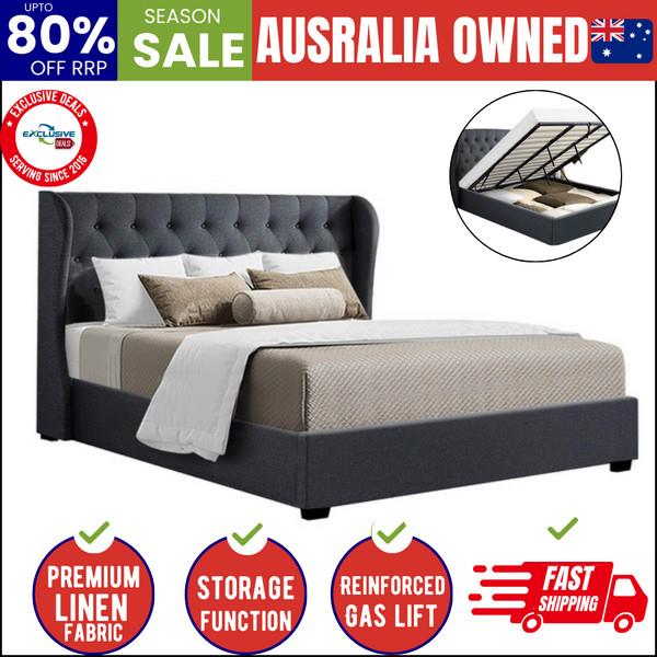 Bed Frame King Size Gas Lift Charcoal Issa