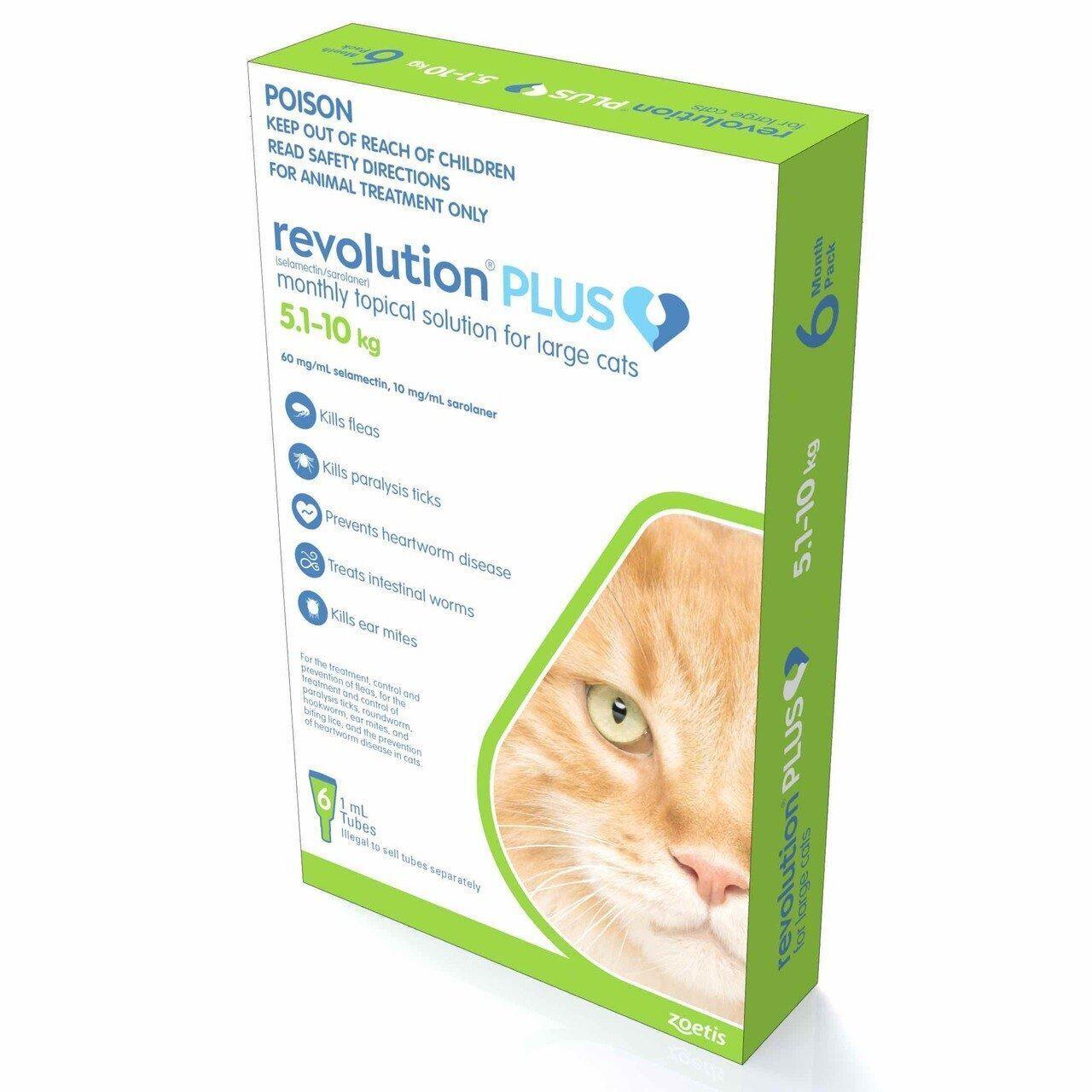 Revolution Plus For Large Cats 5-10kg Green 6 Doses