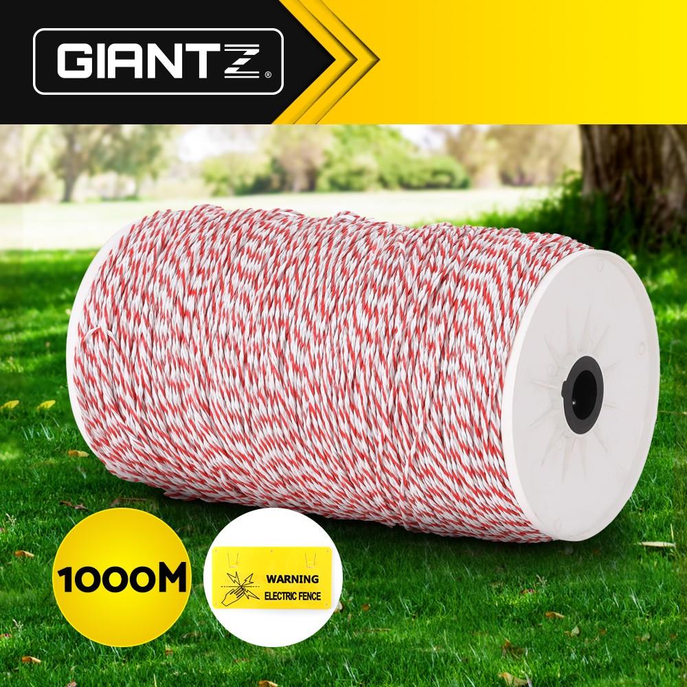 Giantz Electric Fence Wire 1000m Fencing Kit Poly Tape Rope Stainless