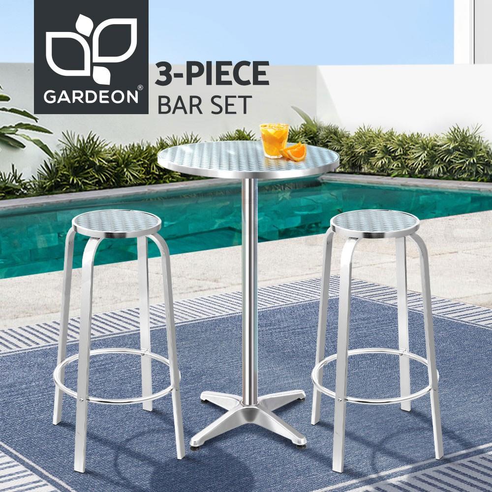 Gardeon Outdoor Bistro Set Bar Table Stools Adjustable Aluminium Cafe