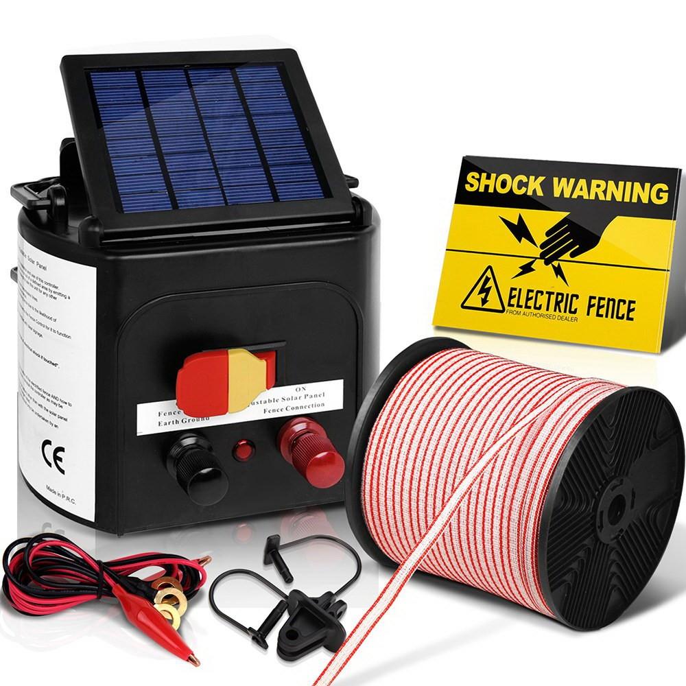Giantz Electric Fence Energiser 5km Solar Power Energizer Charger