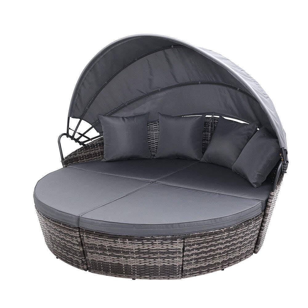 Gardeon Sun Lounge Setting Wicker Lounger Day Bed Outdoor Furniture