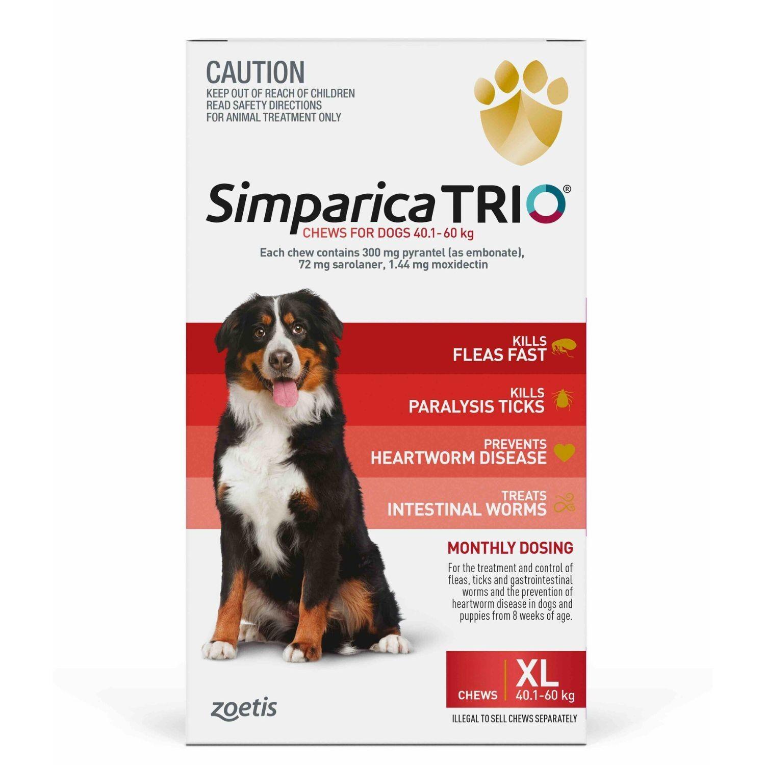 Simparica Trio Flea, Tick & Heartworm Chew For Extra Large Dogs