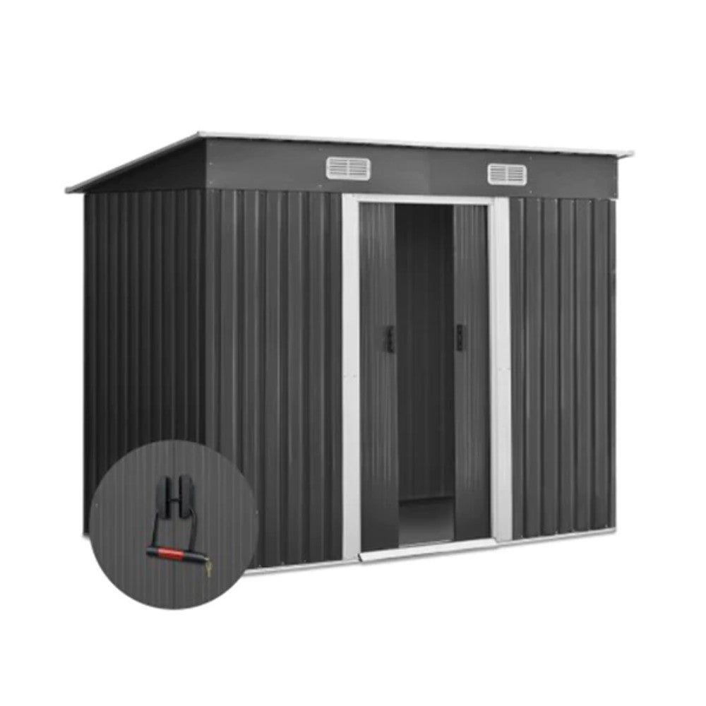 2.38 X 1.31 M Steel Garden Shed - Grey