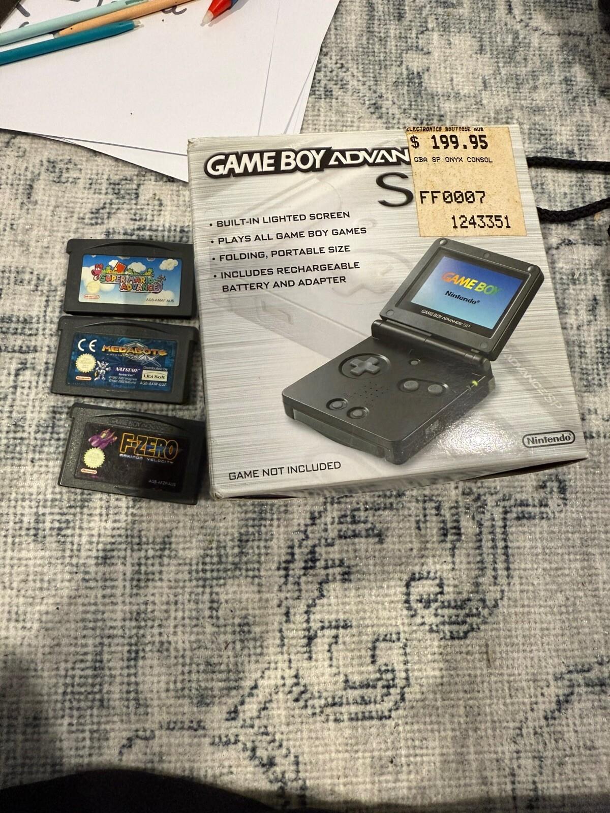 Nintendo Game Boy Advance Sp Onyx Handheld System With Games