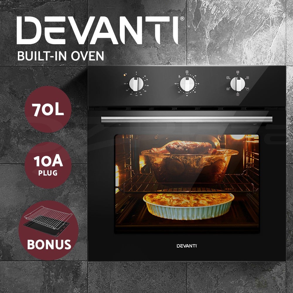 Devanti Electric Built In Wall Oven 60cm Convection Grill Ovens