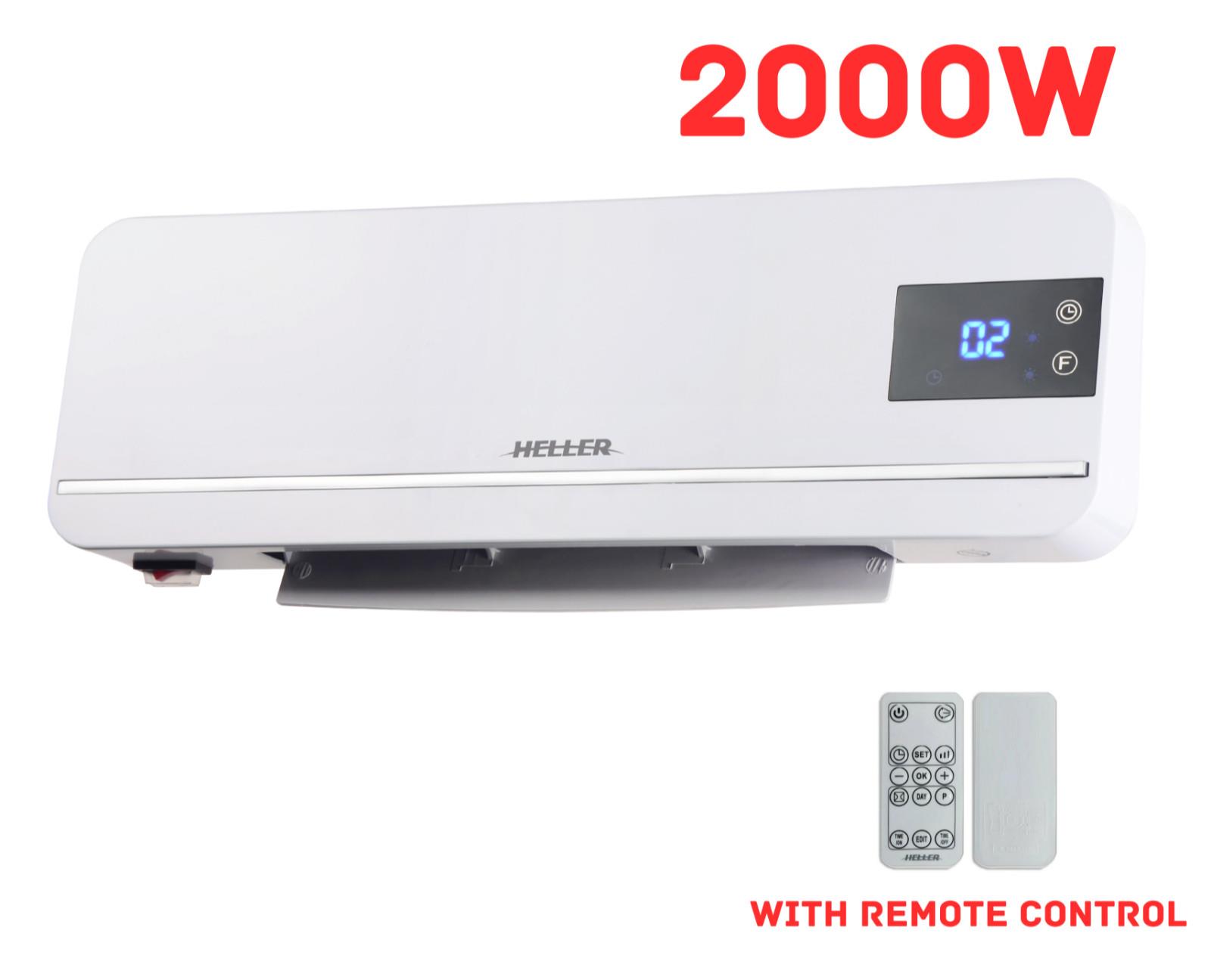 Heller Wall Electric Heater Ceramic Mounted Portable Room Remote