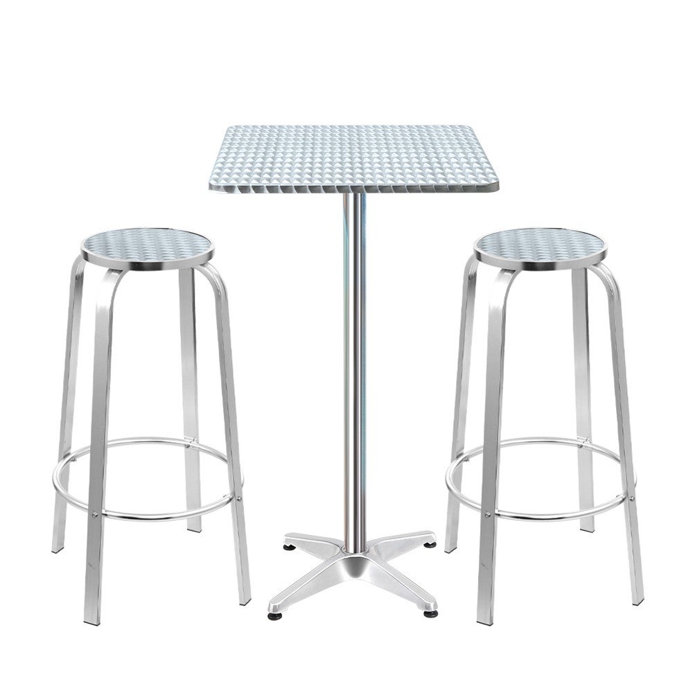 Gardeon Outdoor Bistro Set Bar Table Stools Adjustable Aluminium Cafe