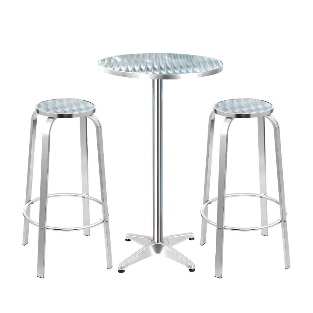 Gardeon Outdoor Bistro Set Bar Table Stools Adjustable Aluminium Cafe