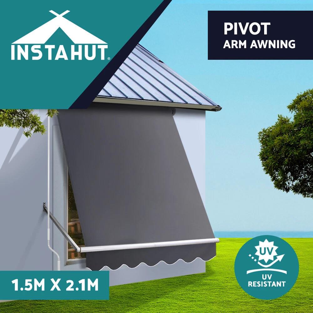 Instahut Window Fixed Pivot Arm Awning Outdoor Blinds Retractable