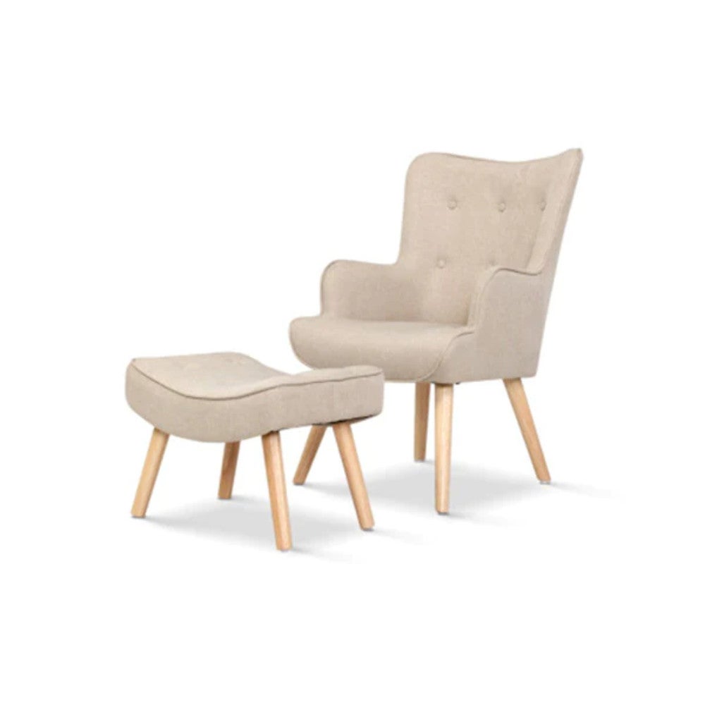 Lansar Beige Armchair And Ottoman