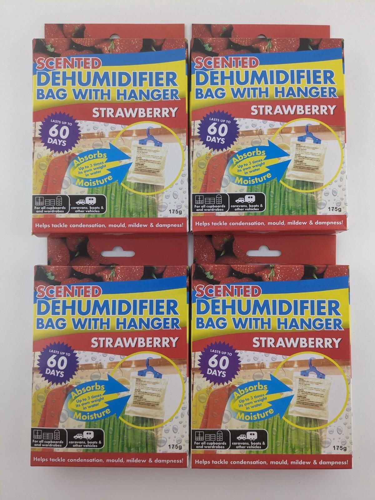 4 X Aussie Clean Scented Dehumidifier Bags With Hanger Strawberry