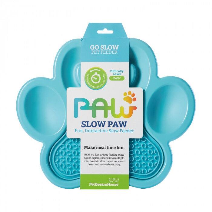Pet Dreamhouse Paw 2-in-1 Interactive Pet Slow Feeder & Lick Pad Blue