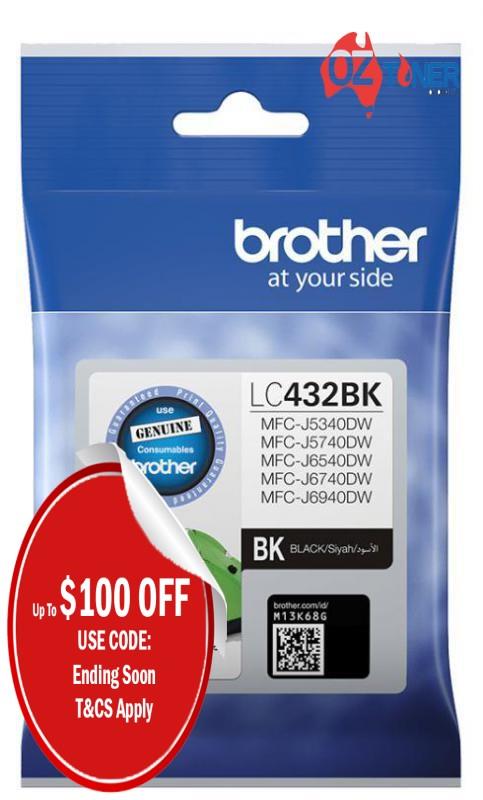 Genuine Brother Lc432-bk Black Ink For Mfc-j6540dw Mfc-j6740dw