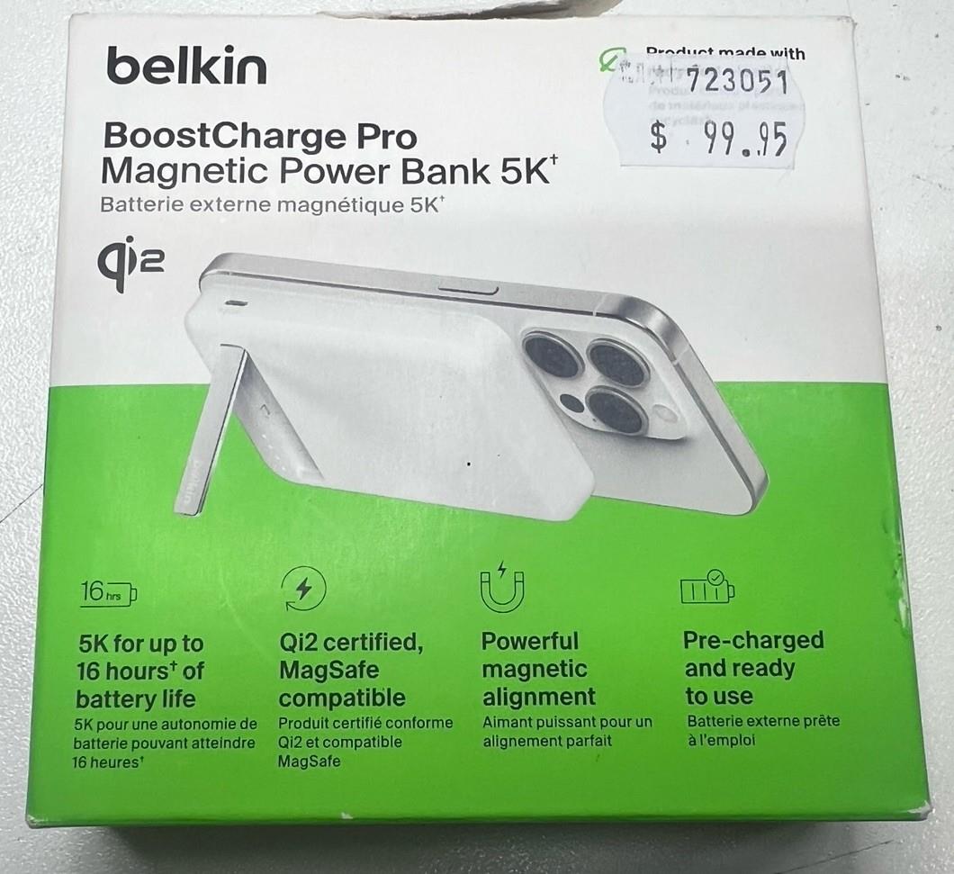 Belkin Boostcharge Pro 5k Qi2 Magnetic Wireless Powerbank Wht
