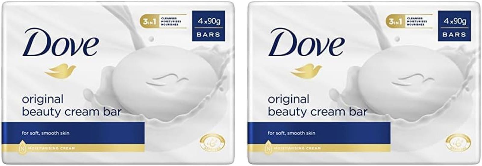 Dove Beauty Cream Bar Original Soap (4 X 90g Bars) (pack Of 2)